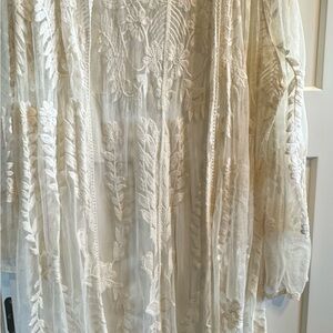 Embroidered Sheer Long Sleeve Top